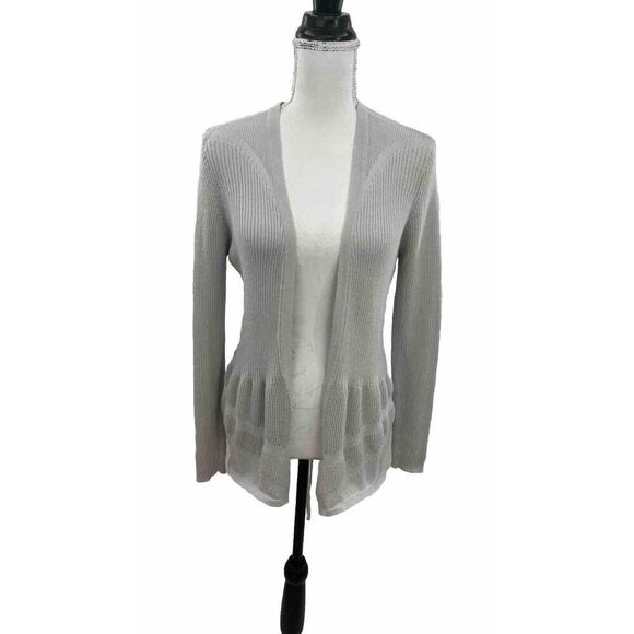 August Silk Sweater Cardigan Grey With Tie In The Back - Picture 1 of 16